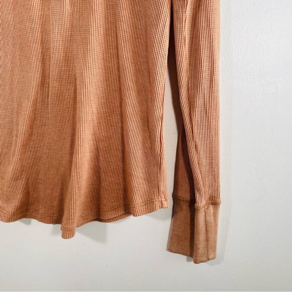 Aerie American Eagle Tan Orange Thin Waffle Knit Long Sleeve Thermal Top Small - Picture 2 of 8